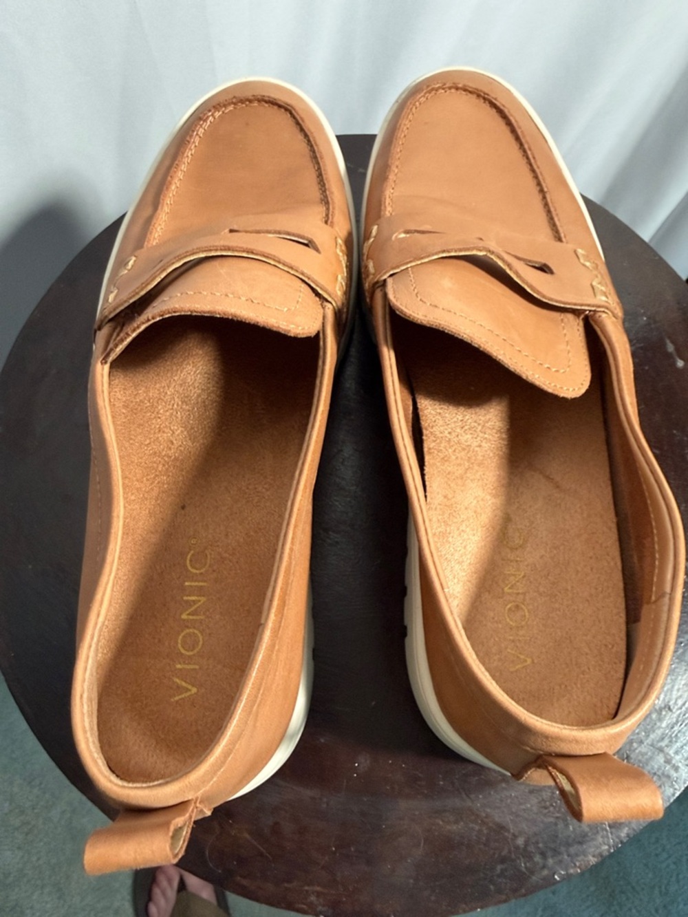Vionic Woman’s Cognac Leather Slip-On Penny Loafers